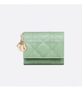 Lady Dior Lotus Wallet Green