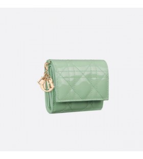 Lady Dior Lotus Wallet Green