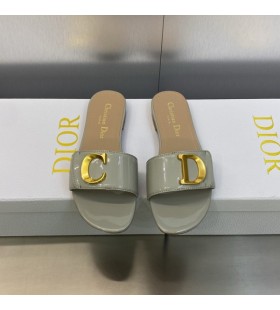 C'est Dior Slides Women Patent Leather Grey