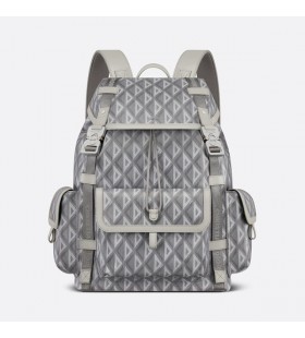 Dior Hit The Road Backpack CD Diamond Motif Canvas Grey