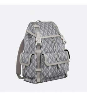 Dior Hit The Road Backpack CD Diamond Motif Canvas Grey