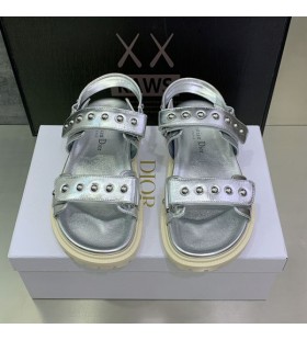 DiorAct Sandals Women Lambskin With Rivets Silver