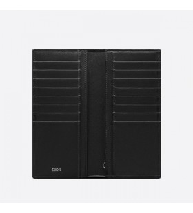 Large Dior Vertical Wallet CD Diamond Motif Canvas Black