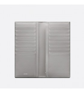 Large Dior Vertical Wallet CD Diamond Motif Canvas Grey