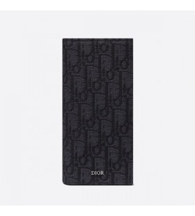 Large Dior Vertical Wallet Oblique Motif Canvas Black