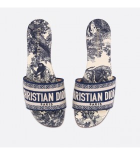 ディオールDwayスライドの女性Toile Deジュモチーフのキャンバス青
