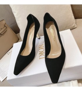 Dior D-Fame Pumper Kvinner Semsket Skinn Sort