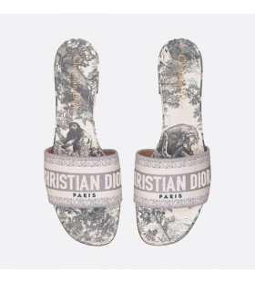 Dior Dway Podpätky Listov Ženy Toile De Jouy Motív Plátna Sivá