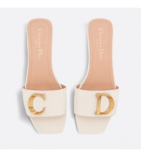 C'est Dior Diapositivas de las Mujeres de Cuero de Patente Blanco