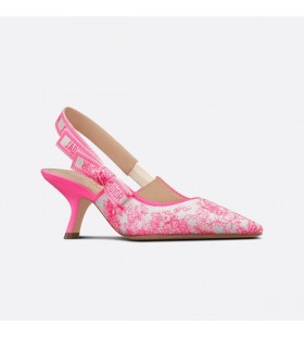 J'Adior Slingback Pumps Frauen Toile de Jouy-Motiv aus Baumwolle Rose
