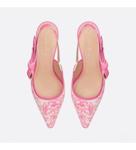 J'Adior Slingback Pumps Frauen Toile de Jouy-Motiv aus Baumwolle Rose